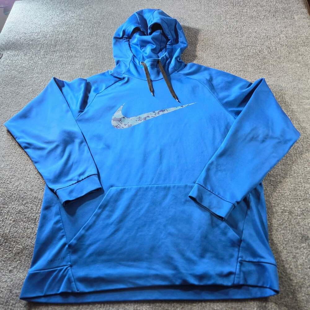 Nike Dri-FIT Pullover Hoodie Blue Camo Swoosh XL